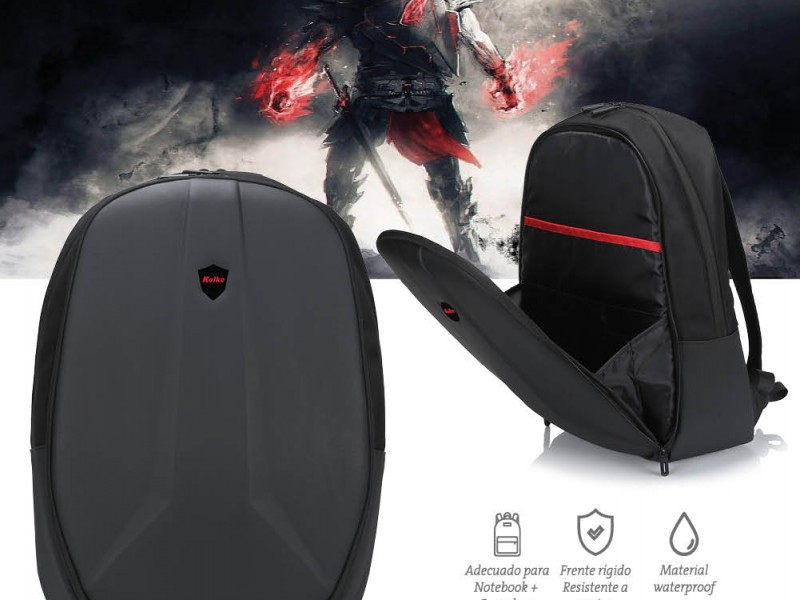 MOCHILA GAMER FRENTE RÍGIDO KVM-337 NEGRO