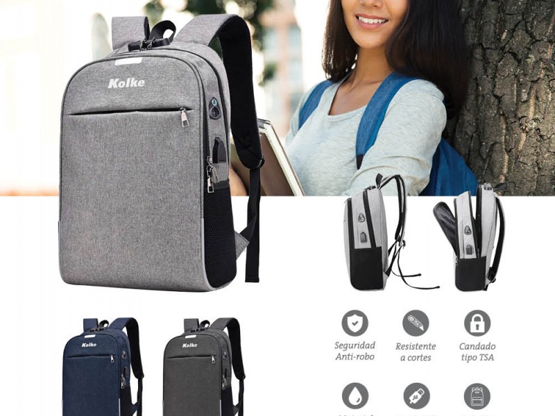 MOCHILA ANTI-ROBO CON CANDADO KVM-339